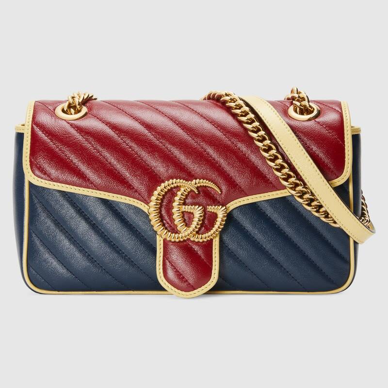 Marmont Small Matelasse Shoulder Bag 443497 Blue Red